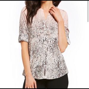 Calvin‎ Klein Snake Print Ombre Button Up Dress Top